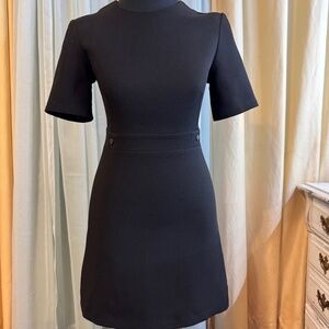 TOPSHOP Fitted Crepe Black Mini Dress Size 4